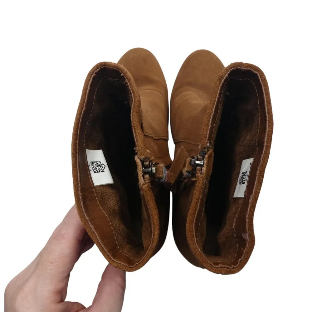 Toms Evie Brown Suede Heeled Ankle Boots Womens 7.5‎